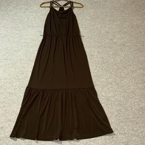 Michael Kors Ring Strap Maxi Dress Bark Brown XS NWT No belt